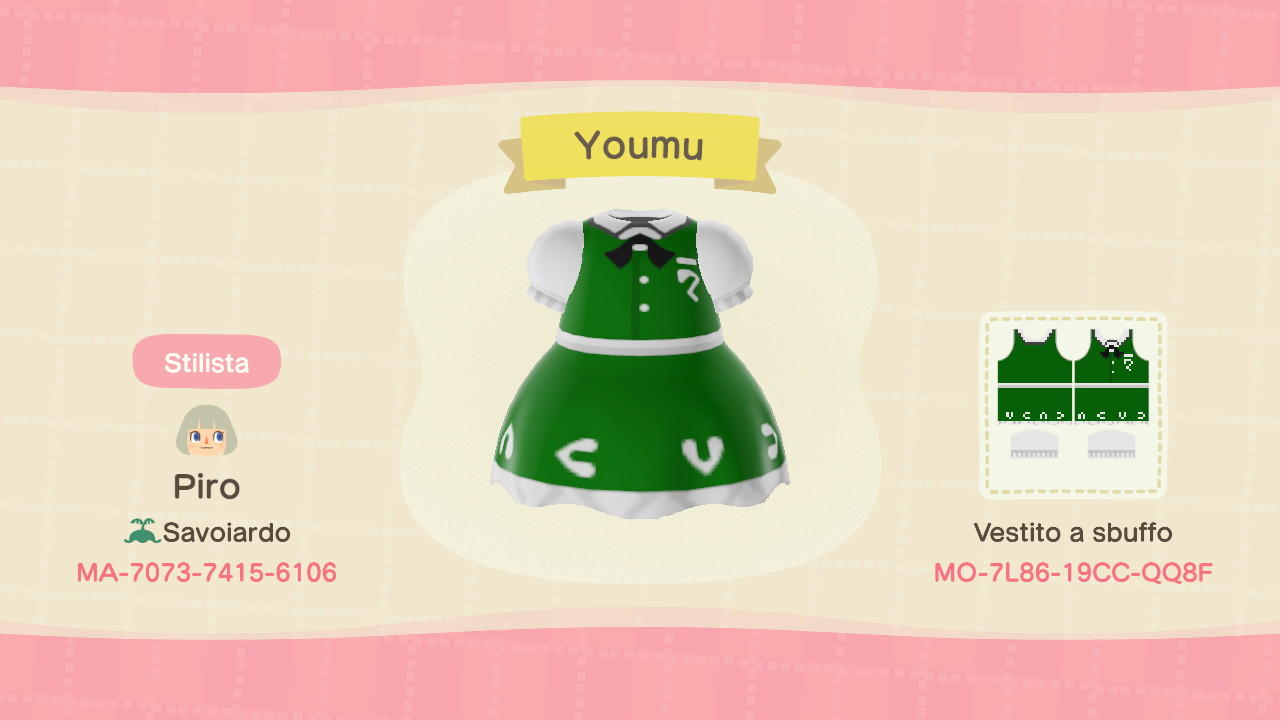 Animal Crossing Design Code: MO-7L86-19CC-QQ8F Youmu