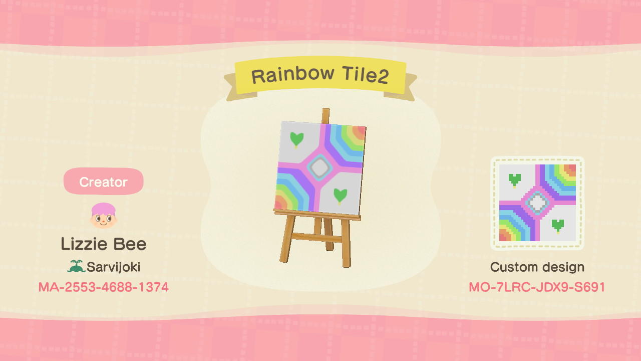 Animal Crossing Design Code: MO-7LRC-JDX9-S691 Rainbow Tile 2