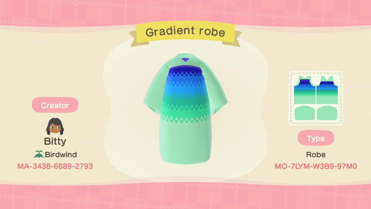 Animal Crossing Design Code: MO-7LYM-W3B9-97M0 Gradient Robe