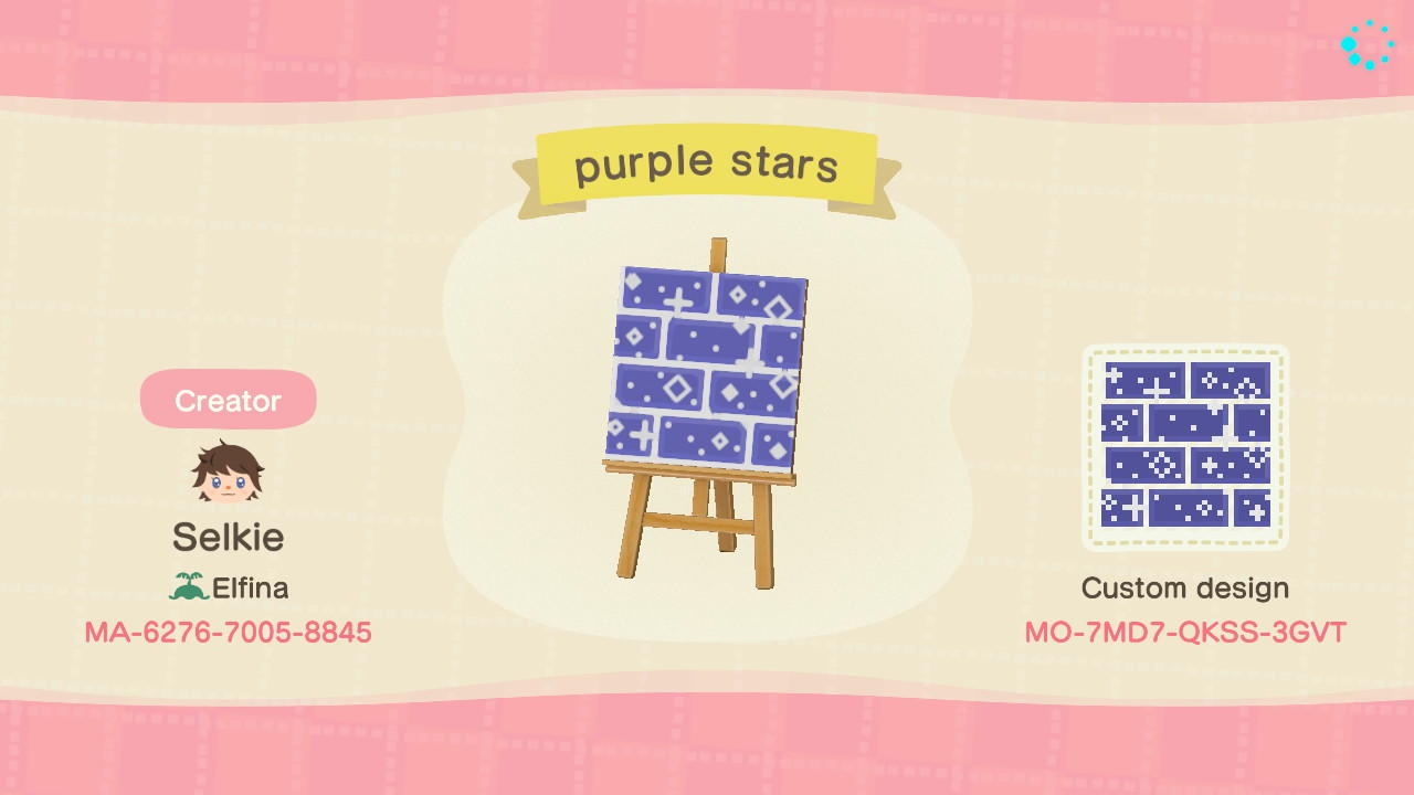 Animal Crossing Design Code: MO-7M7D-QKSS-3GVT Purple Stars