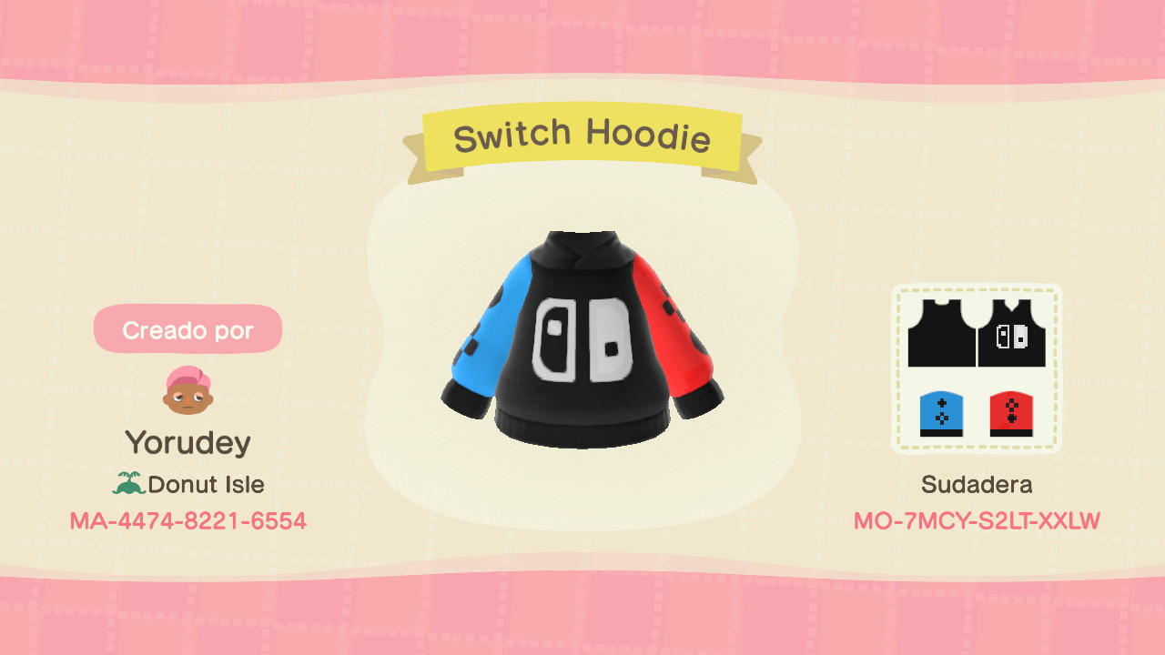 Animal Crossing Design Code: MO-7MCY-S2LT-XXLW Switch Hoodie