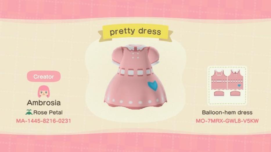 Animal Crossing Design Code: MO-7MRX-GWL8-V5KW Pretty dress
