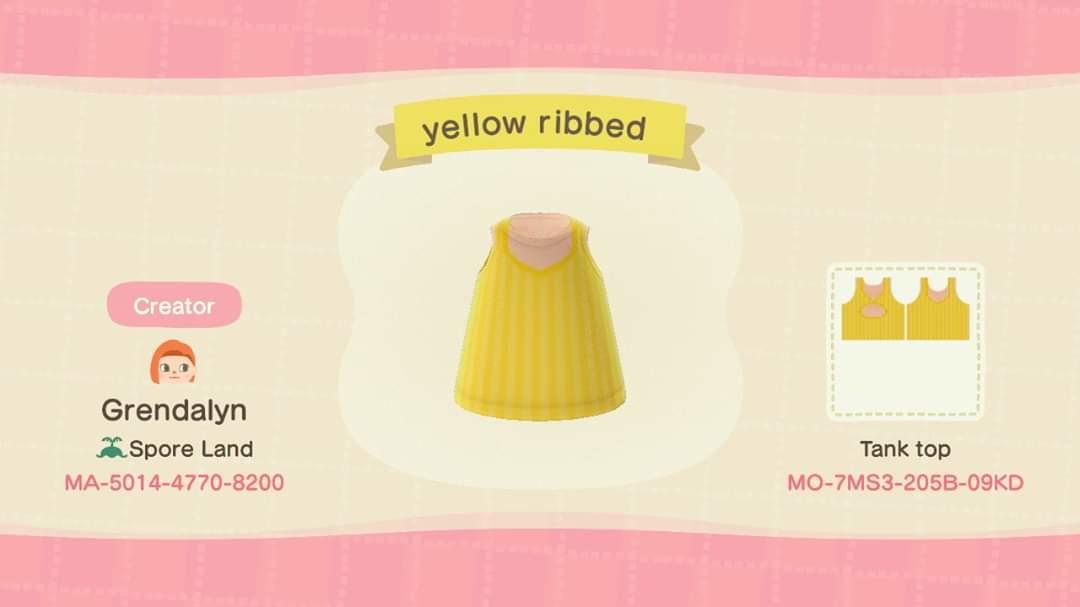 Animal Crossing Design Code: MO-7MS3-205B-09KD yellow ribbed
