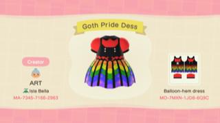 Animal Crossing Design Code: MO-7MXN-1JD8-6Q9C Goth Pride Dress