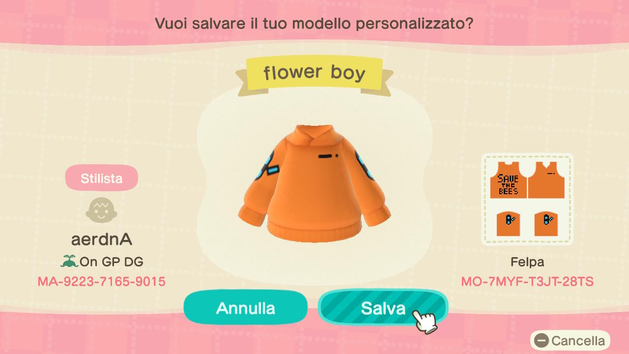 Animal Crossing Design Code: MO-7MYF-T3JY-28TS Flower Boy