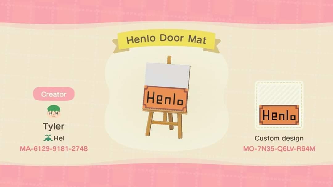 Animal Crossing Design Code: MO-7N35-Q6LV-R64M Hello Door Mat