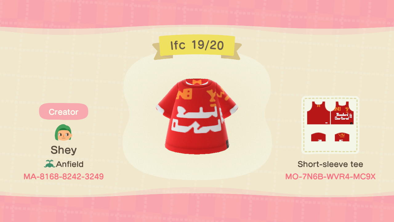 Animal Crossing Design Code: MO-7N6B-WVR4-MC9X Liverpool Kit 19/20