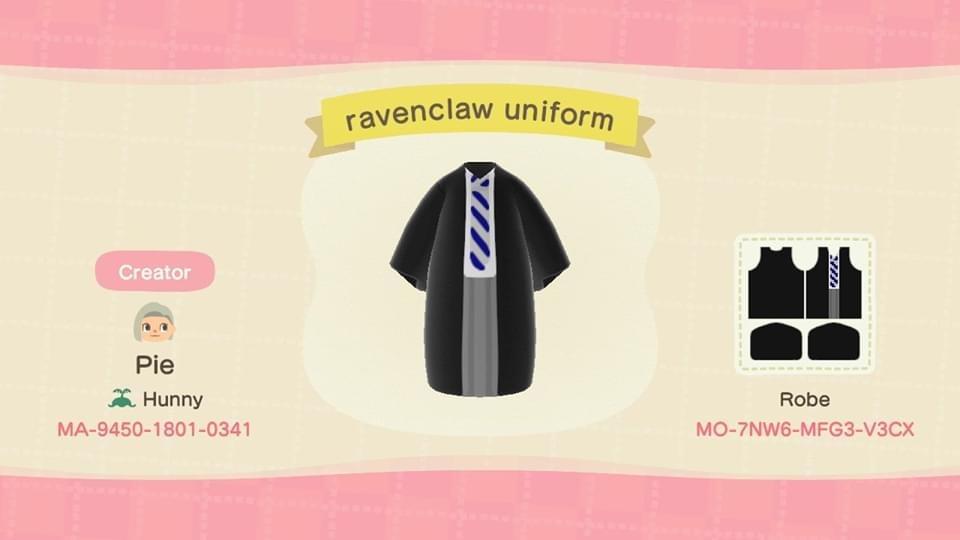 Animal Crossing Design Code: MO-7NW6-MFG3-V3CX Ravenclaw Uniform