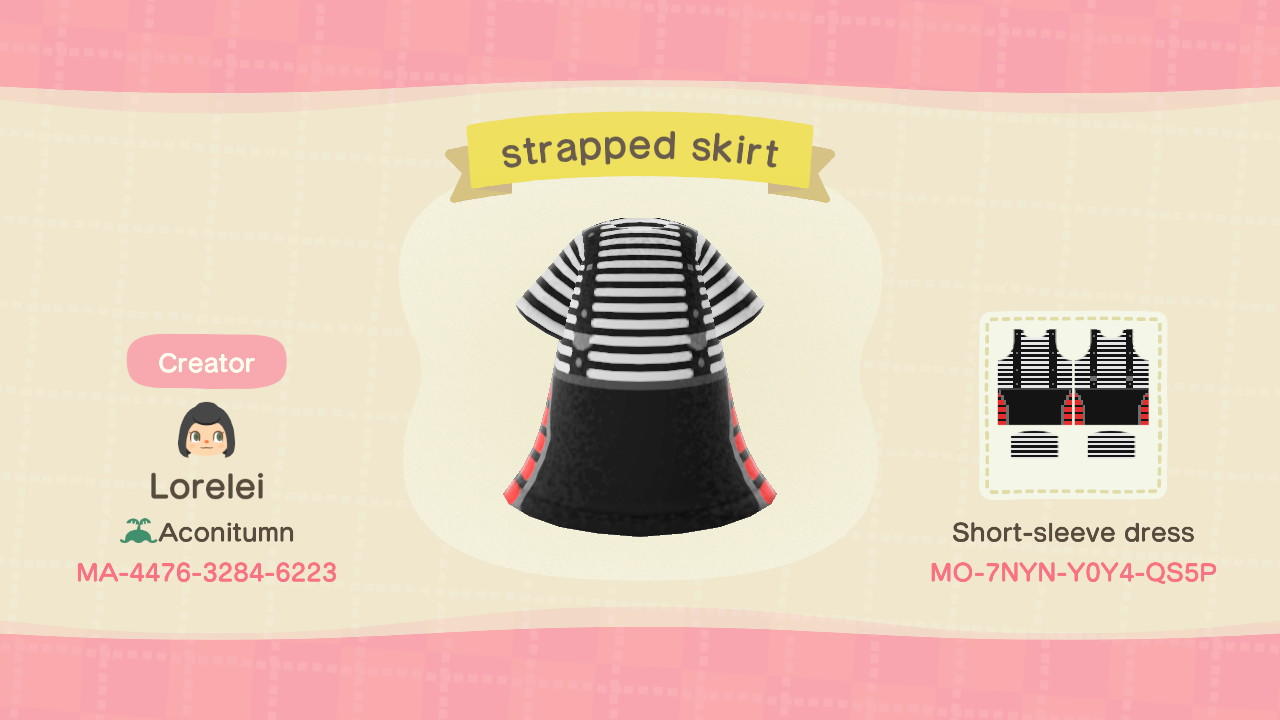 Animal Crossing Design Code: MO-7NYN-Y0Y4-QS5P Strapped Skirt