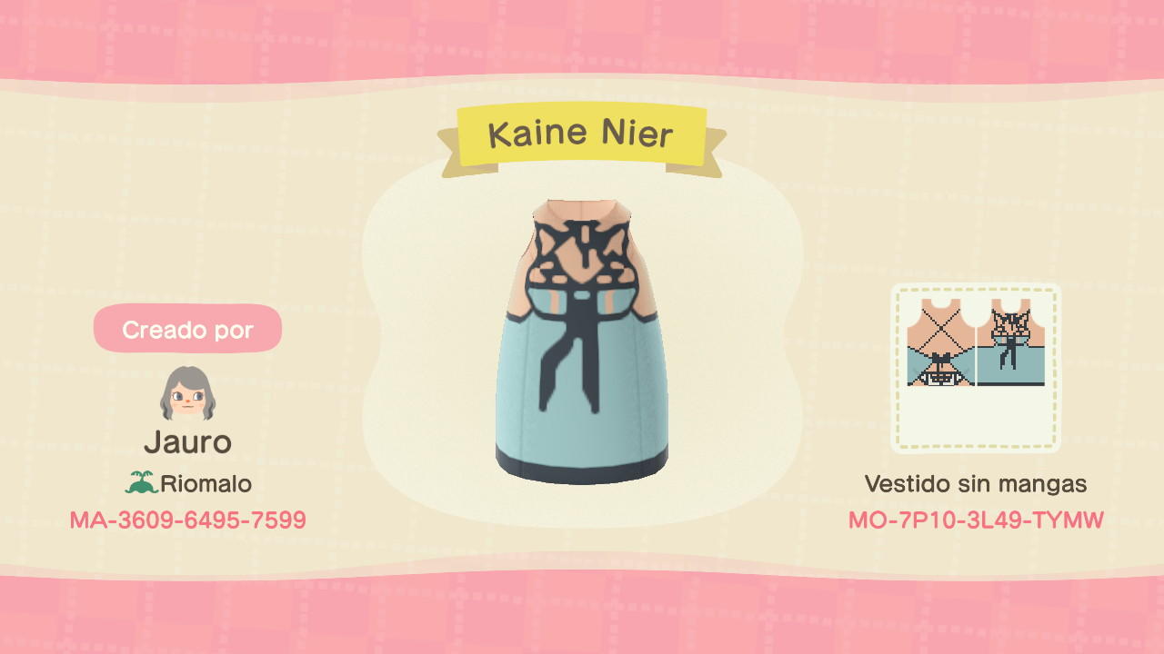 Animal Crossing Design Code: MO-7P10-3L49-TYMW Kaine Nier