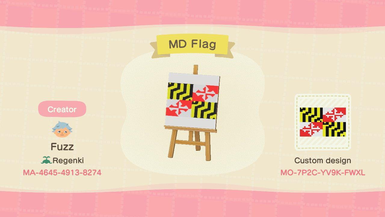 Animal Crossing Design Code: MO-7P2C-YV9K-FWXL MD Flag