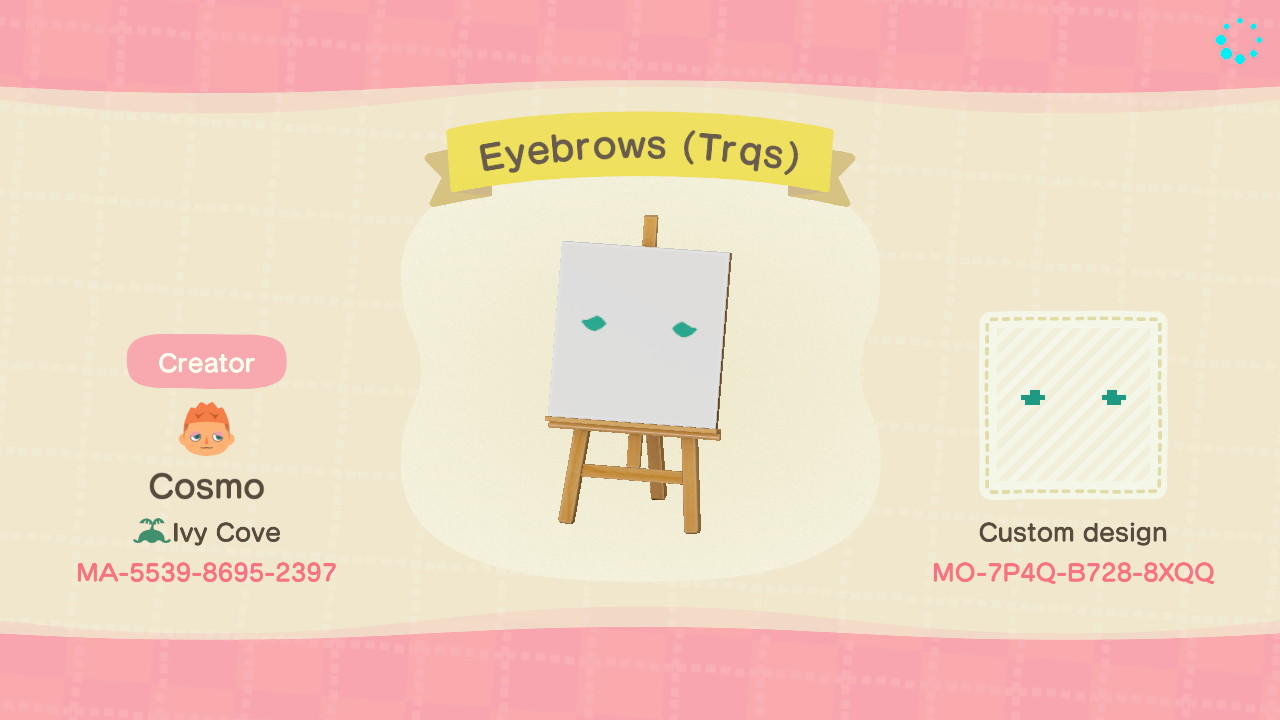 Animal Crossing Design Code: MO-7P4Q-B728-8XQQ Eyebrows (Trqs)