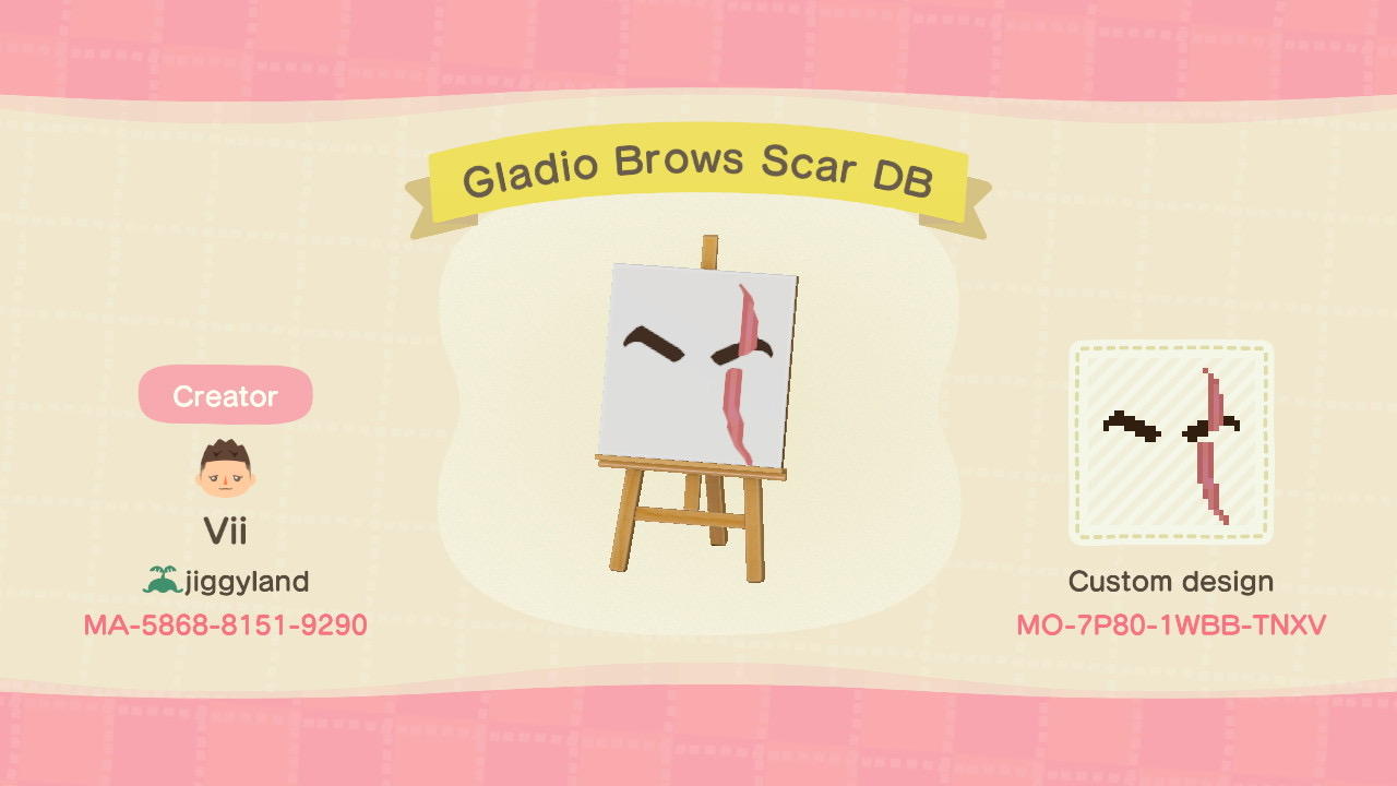 Animal Crossing Design Code: MO-7P80-1WBB-TNXV Gladio Brows Scar DB