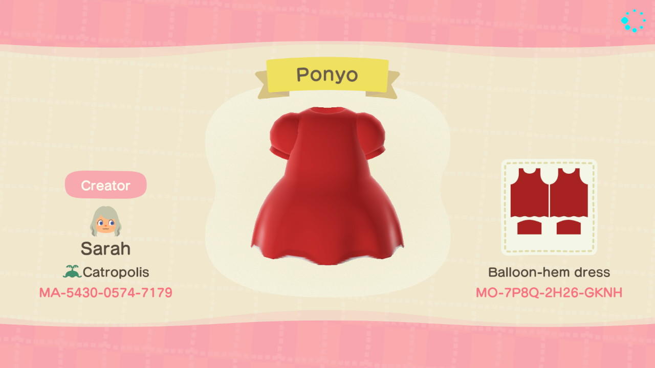 Animal Crossing Design Code: MO-7P8Q-2H26-GKNH Ponyo