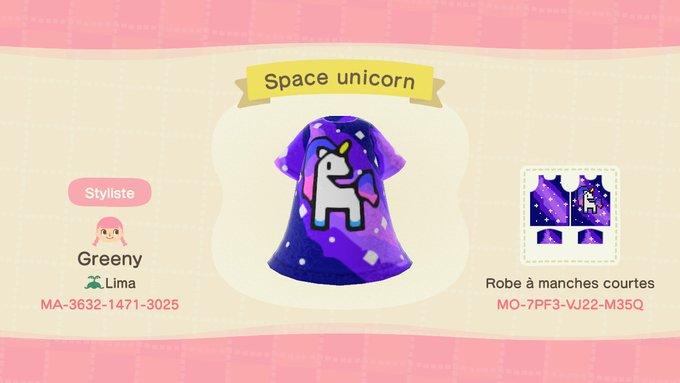 Animal Crossing Design Code: MO-7PF3-VJ22-M35Q Space Unicorn