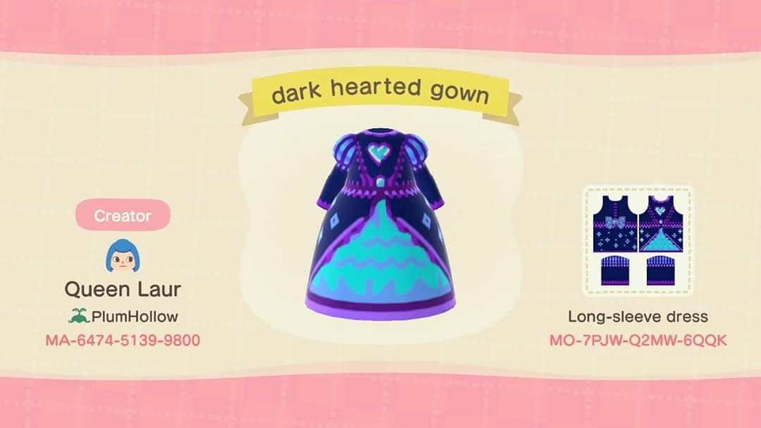 Animal Crossing Design Code: MO-7PJW-Q2MW-6QQK Dark Hearted Gown