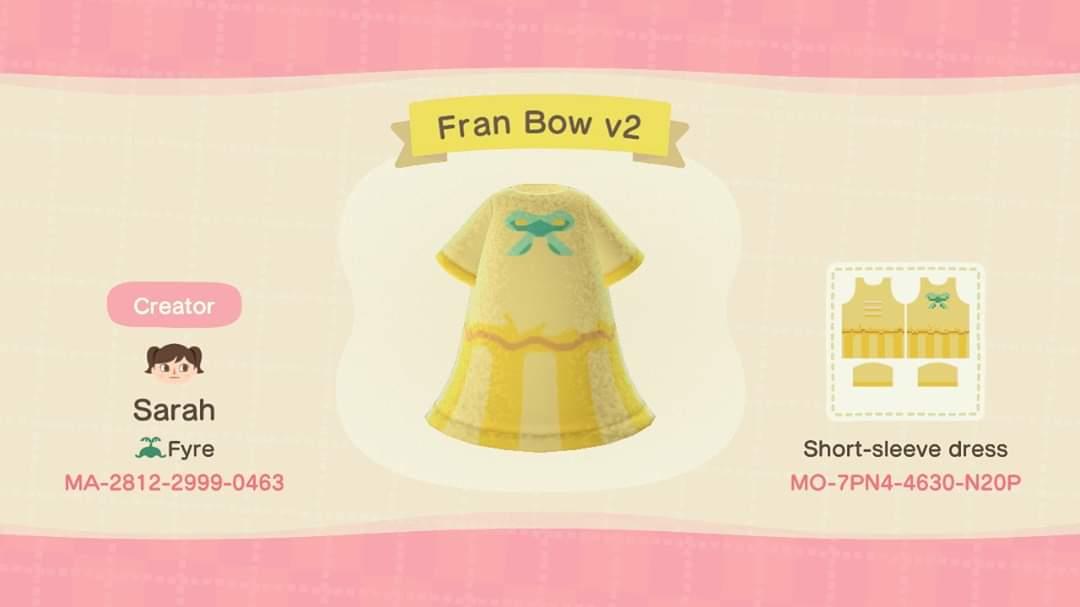 Animal Crossing Design Code: MO-7PN4-4630-N20P Fran Bow v2