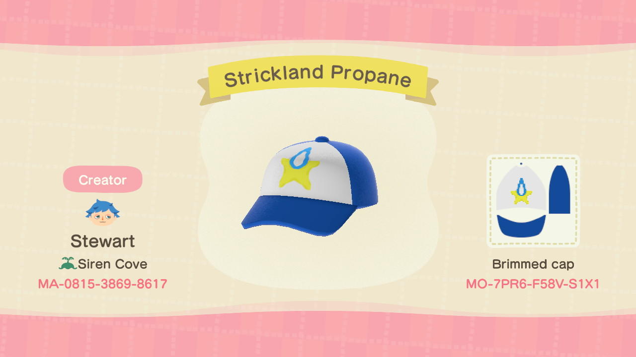 Animal Crossing Design Code: MO-7PR6-F58V-S1X1 Strickland Propane