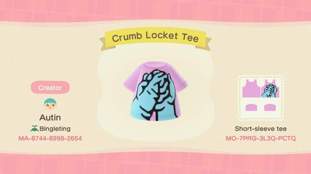Animal Crossing Design Code: MO-7PRG-3L3Q-PCTQ Crumb Locket Tee
