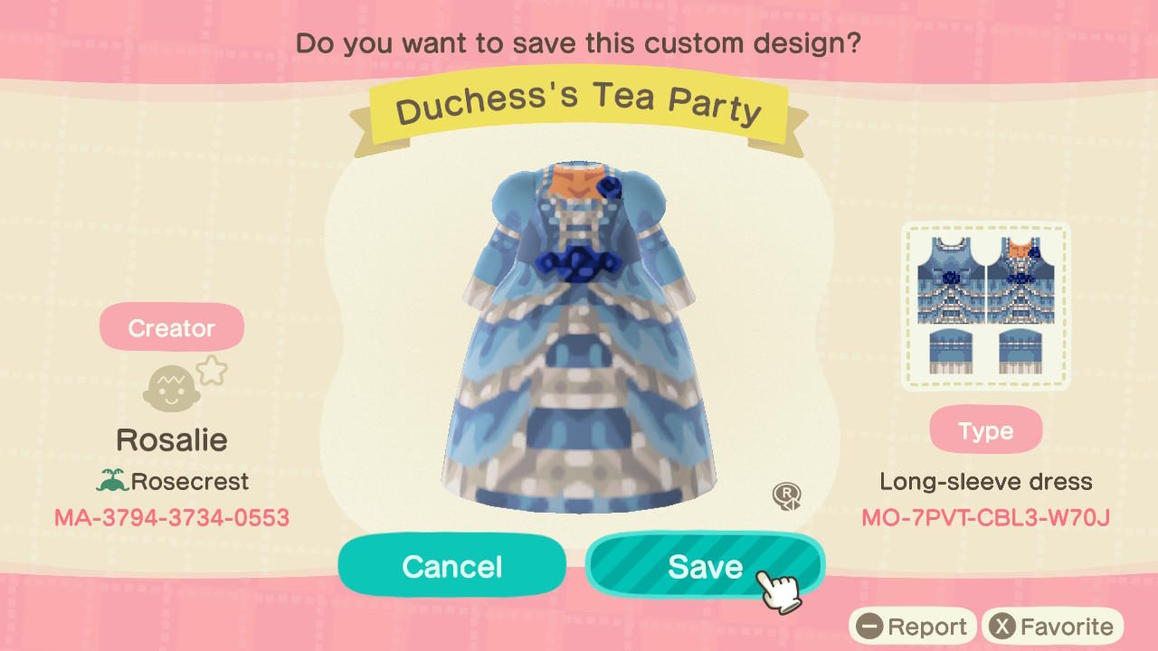 Animal Crossing Design Code: MO-7PVT-CBL3-W70J Duchess’ Tea Party