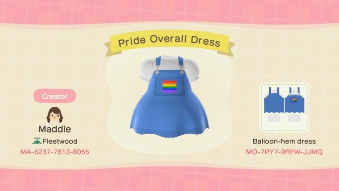 Animal Crossing Design Code: MO-7PY7-9RFW-JJMQ Pride Overall Dress
