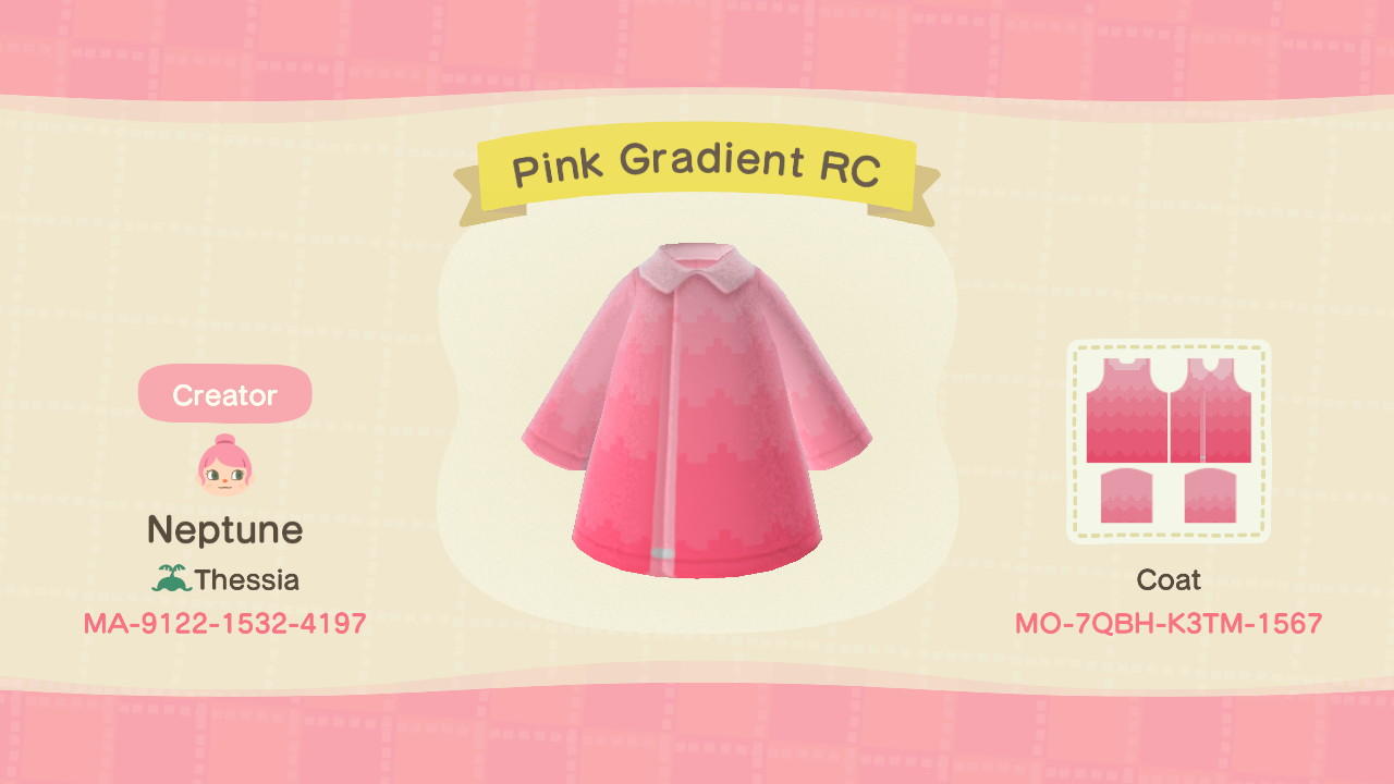 Animal Crossing Design Code: MO-7QBH-K3TM-1567 Pink Gradient RC