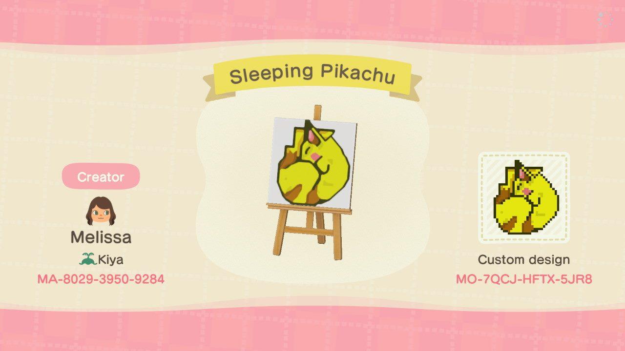 Animal Crossing Design Code: MO-7QCJ-HFTX-5JR8 Sleeping Pikachu
