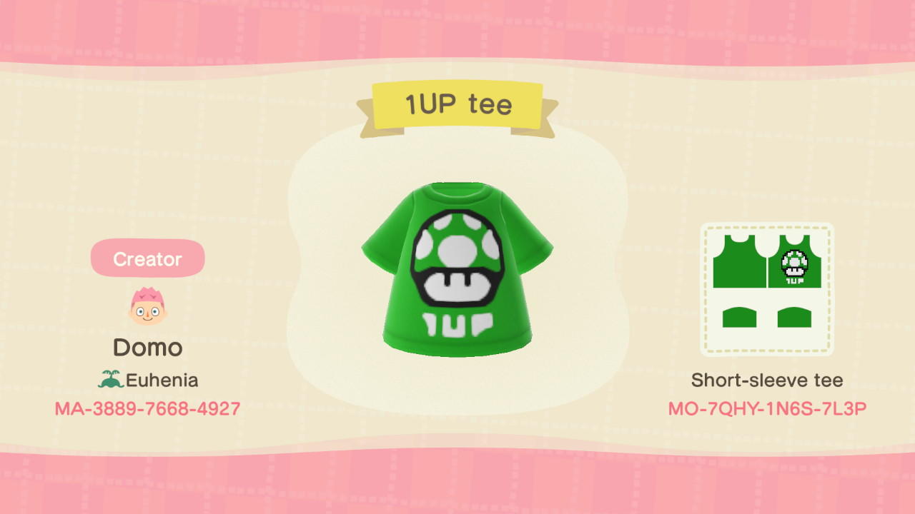 Animal Crossing Design Code: MO-7QHY-1N6S-7L3P 1UP Tee