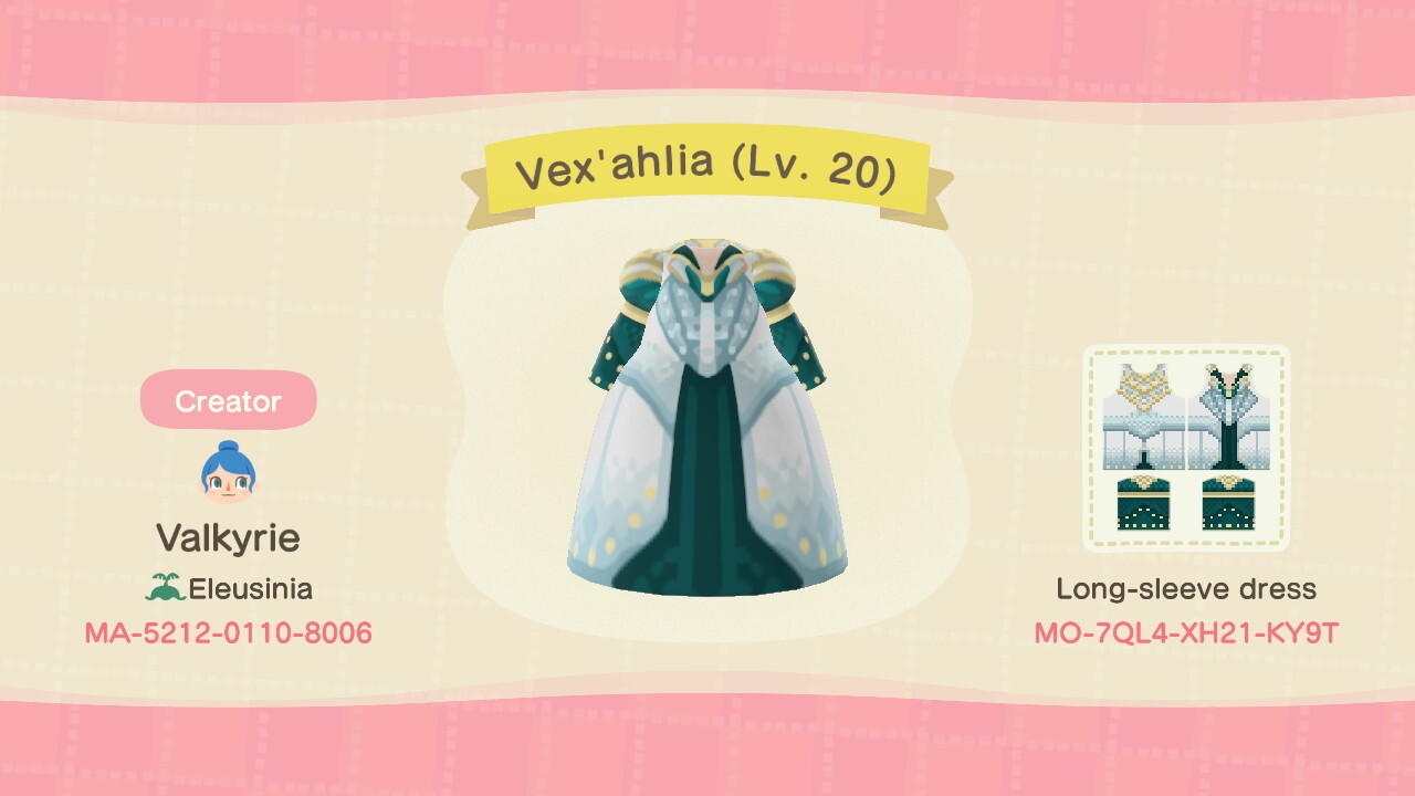 Animal Crossing Design Code: MO-7QL4-XH21-KY9T Vexahlia (Lv. 20)