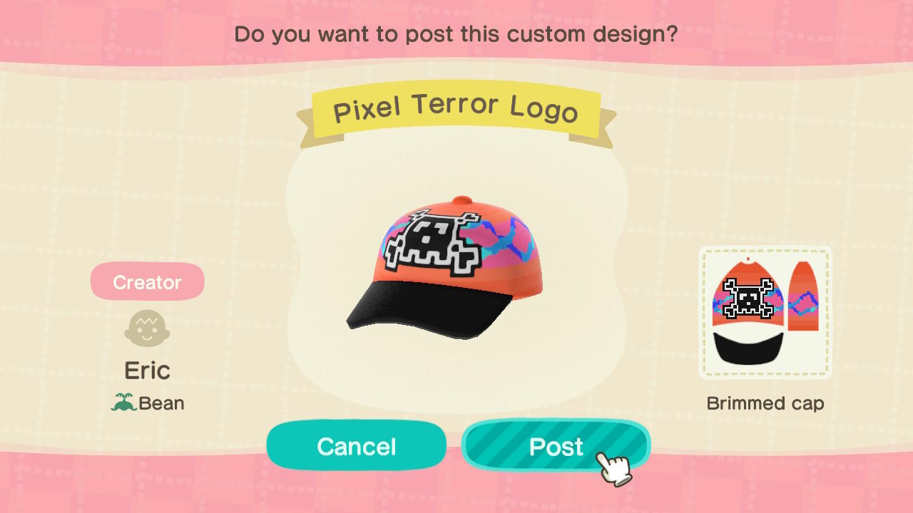 Animal Crossing Design Code: MO-7QTH-XNQM-M75M Pixel Terror Logo