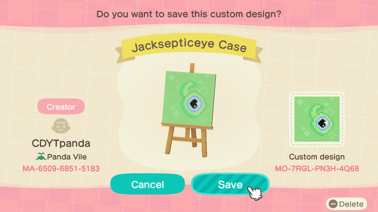 Animal Crossing Design Code: MO-7RGL-PN3H-4Q68 Jacksepticeye Case