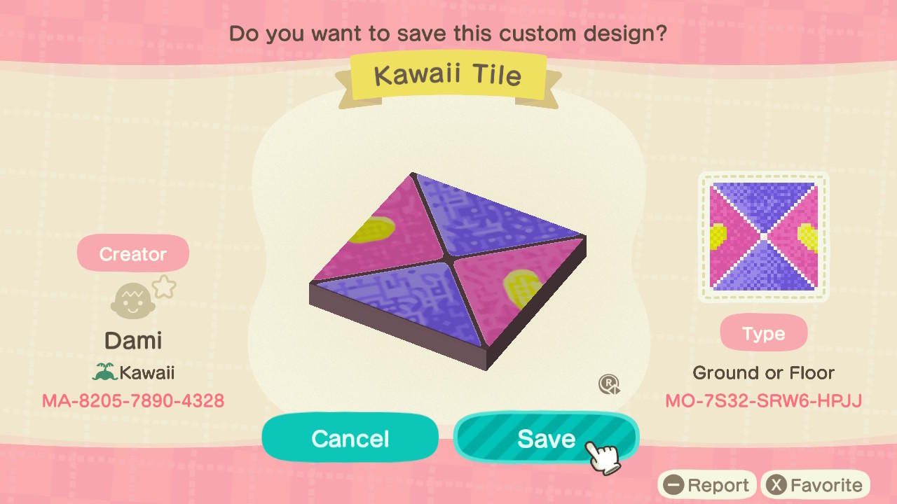 Animal Crossing Design Code: MO-7S32-SRE6-HPJJ Kawaii Diagonal Neon