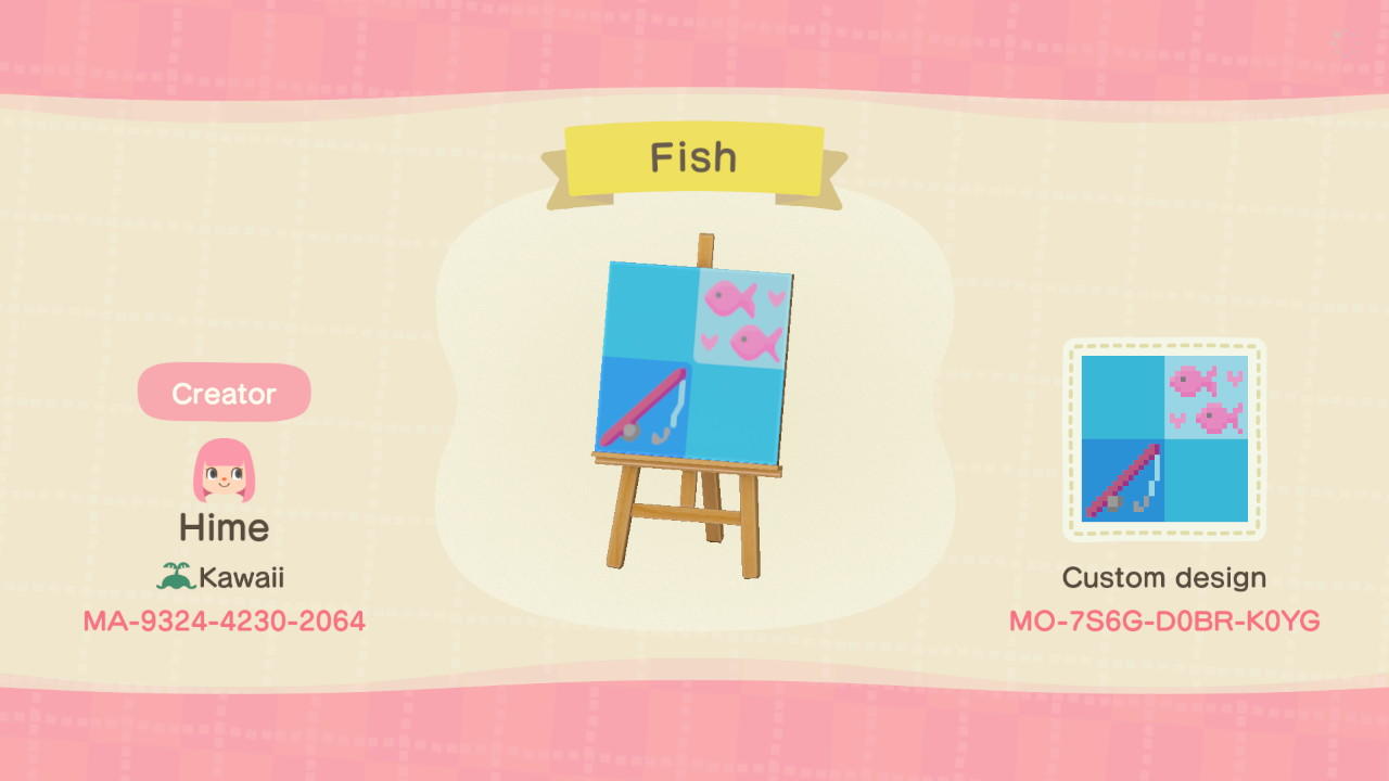 Animal Crossing Design Code: MO-7S6G-D0BR-K0YG Fish