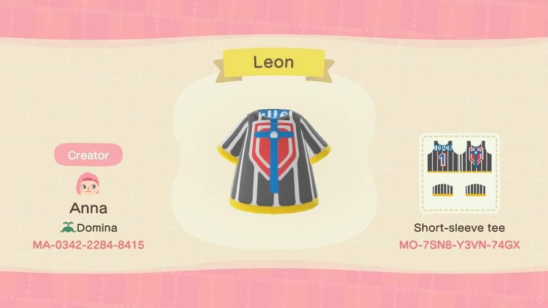 Animal Crossing Design Code: MO-7SM8-Y3VN-74GX Leon