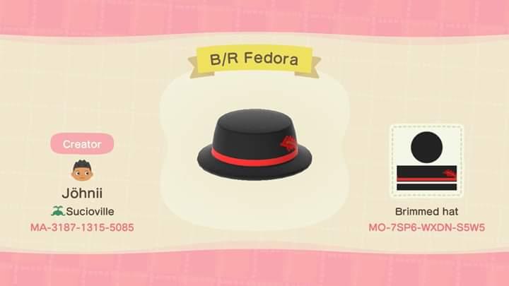 Animal Crossing Design Code: MO-7SP6-WXDN-S5W5 Black Fedora Feather