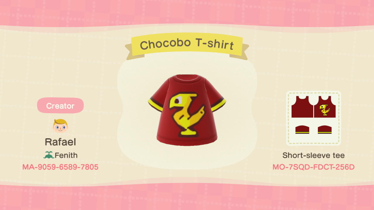 Animal Crossing Design Code: MO-7SQD-FDCT-256D Chocobo T-shirt