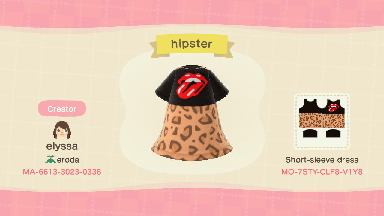 Animal Crossing Design Code: MO-7STY-CLF8-V1Y8 rolling stones+maxi