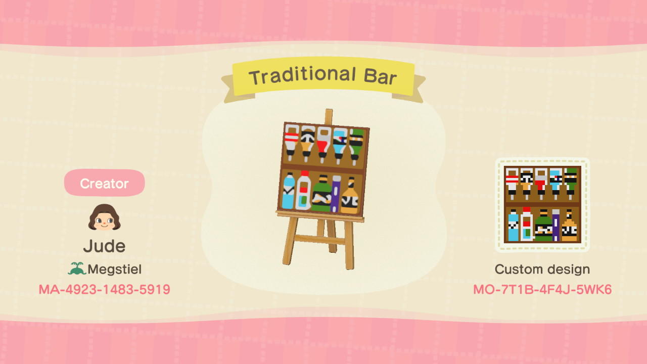 Animal Crossing Design Code: MO-7T1B-4F4J-5WK6 Traditional Bar