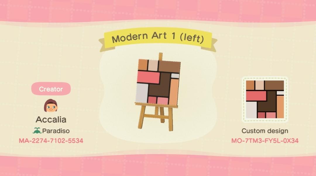 Animal Crossing Design Code: MO-7TM3-FY5L-0X34 Modern Art 1 (left)