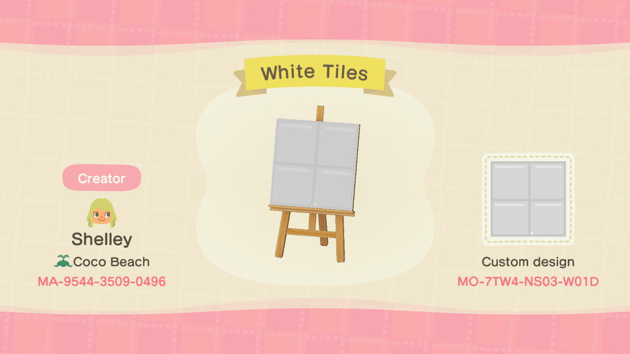 Animal Crossing Design Code: MO-7TW4-NS03-W01D White Tiles(Updated)