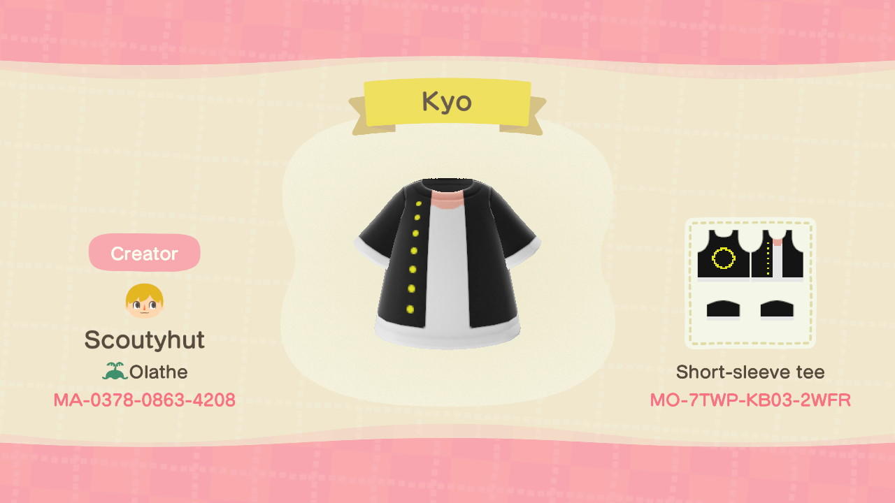 Animal Crossing Design Code: MO-7TWP-KB03-2WFR Kyo (Kof)