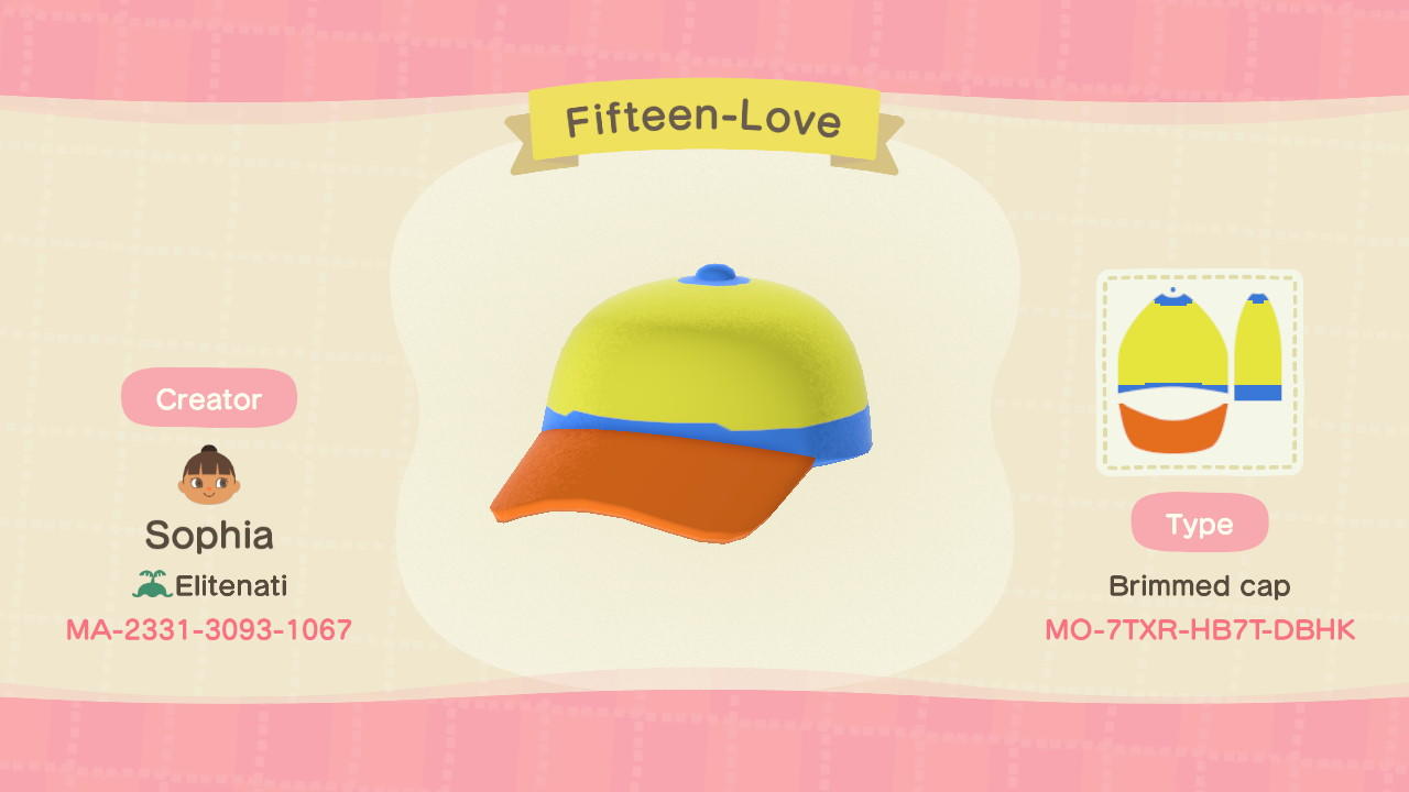 Animal Crossing Design Code: MO-7TXR-HB7T-DBHK Fifteen-Love