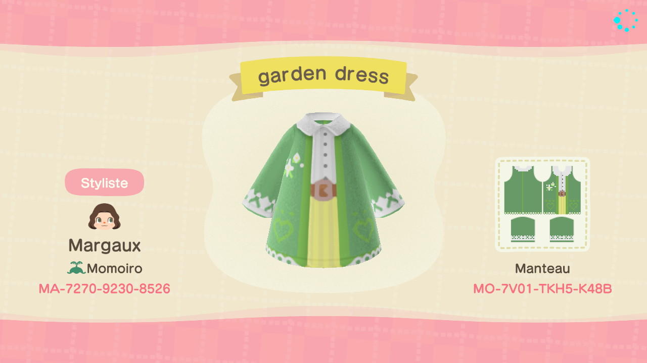 Animal Crossing Design Code: MO-7V01-TKH5-K48B garden dress