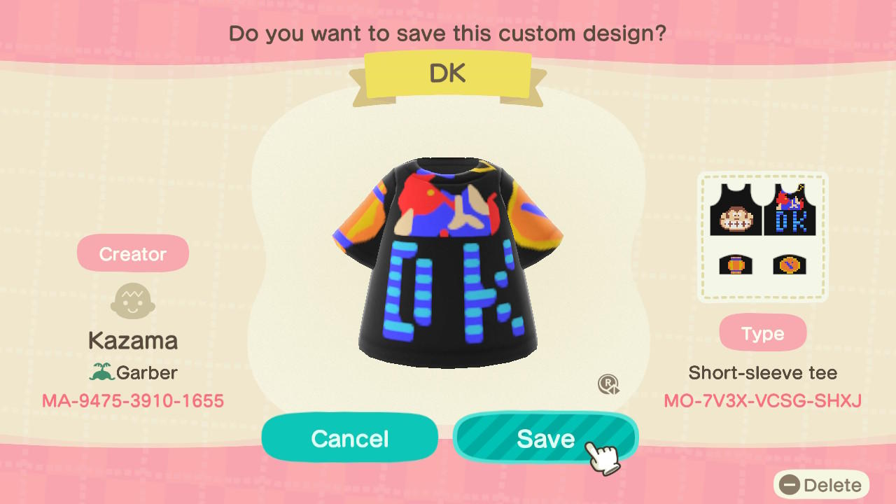 Animal Crossing Design Code: MO-7V3X-VCSG-SHXJ DK