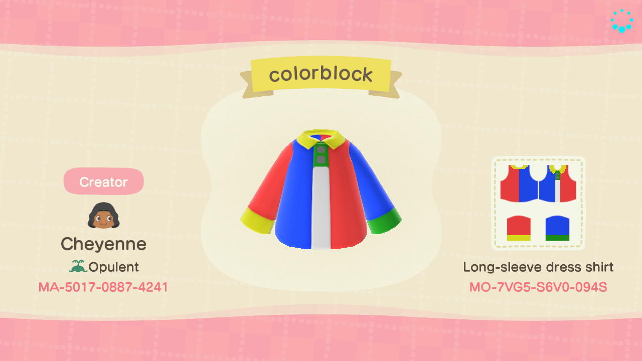 Animal Crossing Design Code: MO-7VG5-S6V0-094S colorblock