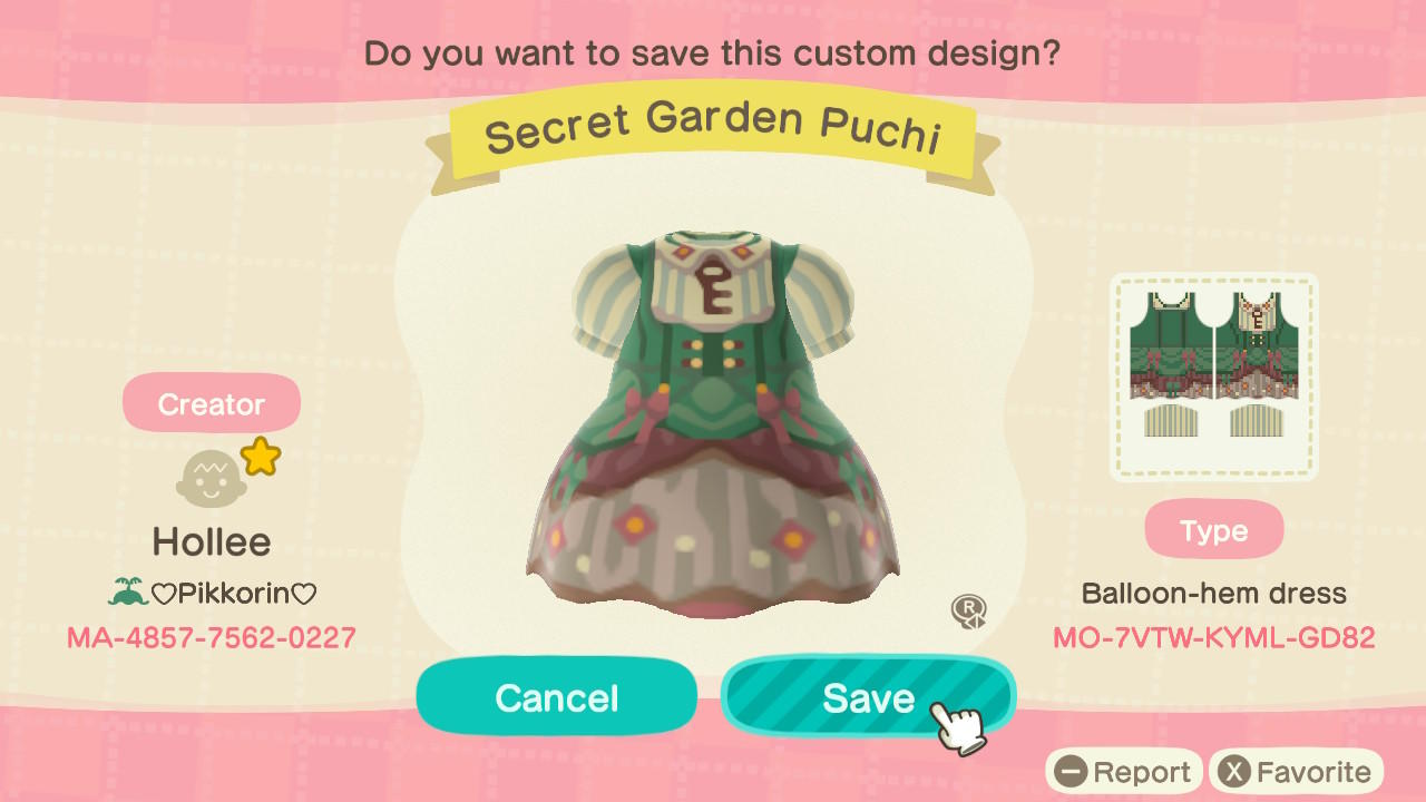 Animal Crossing Design Code: MO-7VTW-KYML-GD82 Secret Garden Puchi