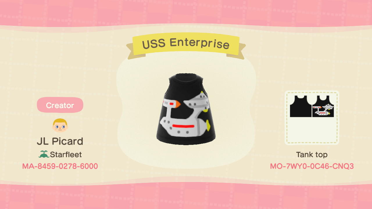 Animal Crossing Design Code: MO-7WY0-0C46-CNQ3 Star Trek Enterprise