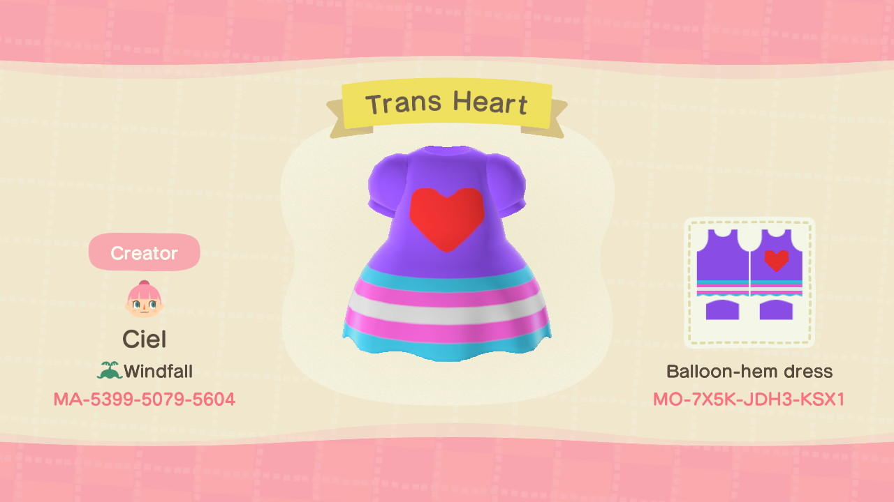 Animal Crossing Design Code: MO-7X5K-JDH3-KSX1 Trans Heart