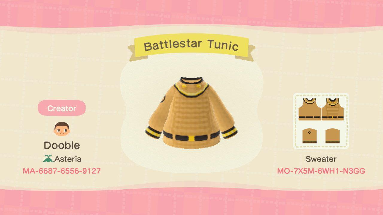 Animal Crossing Design Code: MO-7X5M-6WH1-N3GG Battlestar Tunic