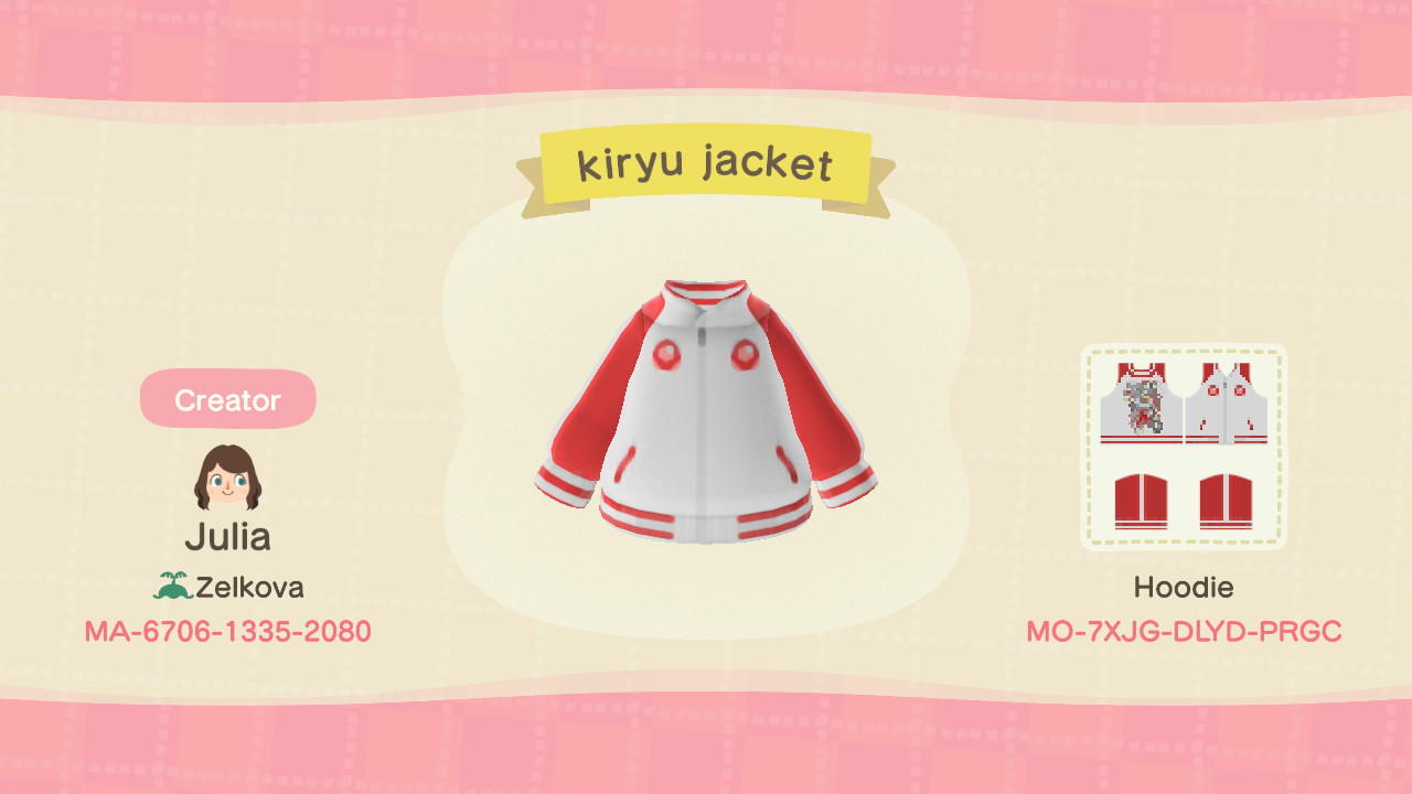 Animal Crossing Design Code: MO-7XJG-DLYD-PRGC kiryu jacket
